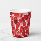 Romantische rode rozenblaadjes bloemenbruiloft papieren bekers (Achterkant)