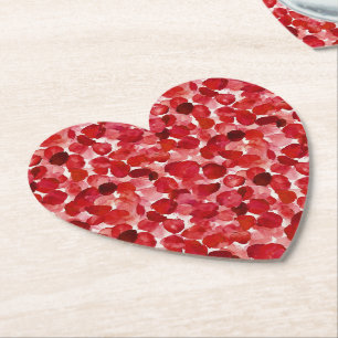 Romantische Rode Rozenblaadjes Bloemrijke Bruiloft Kartonnen Onderzetters