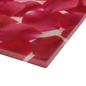 Romantische rode rozenblaadjes cadeau snijplank (Hoek)