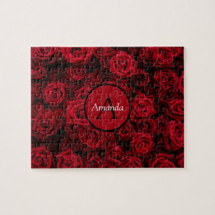 Romantische rode Valentijn gepersonaliseerd monogr Legpuzzel