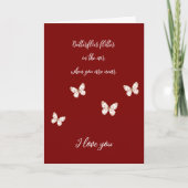 Romantische rode vlinders met harten liefde kaart (Voorkant)