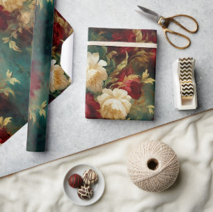Romantische rode witte bloemen bruidsbeurt bruilof cadeaupapier