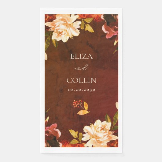 Romantische romige Herfst bloemenbruiloft Servet (Voorkant)
