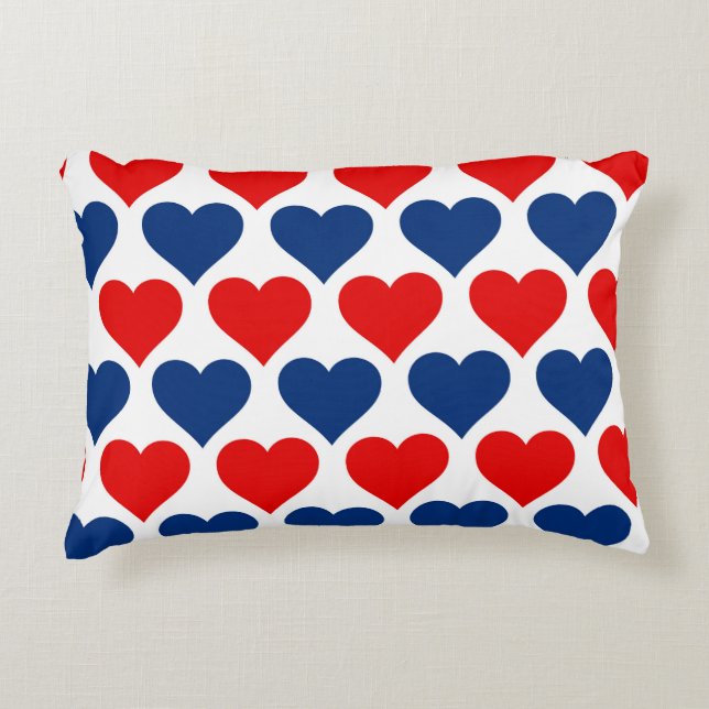 Romantische Rood, Wit en Blauw Dubbelzijdig Accent Kussen (Voorkant)