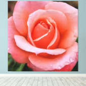 Romantische Roos Botanische Kunstprint Canvas Afdruk (Insitu (Houten vloer))