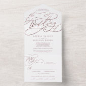 Romantische Roos Gold Calligrafie Het huwelijk van All In One Uitnodiging (Binnen)