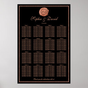 Romantische Roos Gold Monogram Weddenschap Grafiek Poster