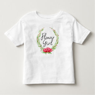 Romantische Roos Waterverf Wreath   BLOEMENMEISJE Kinder Shirts