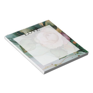 Romantische Roos Wit Roze Goud Bloemige Liefde Notitieblok