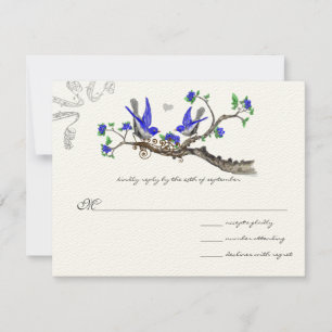 Romantische Royal Blue bruiloft RSVP Kaartje