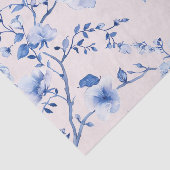 Romantische Roze Blauwe Bloem Bruidsborrel Tissuepapier (Detail)