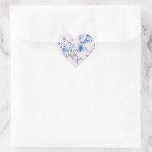 Romantische Roze Blauwe Bloemachtige Bruidsfeest Hart Sticker (Tas)