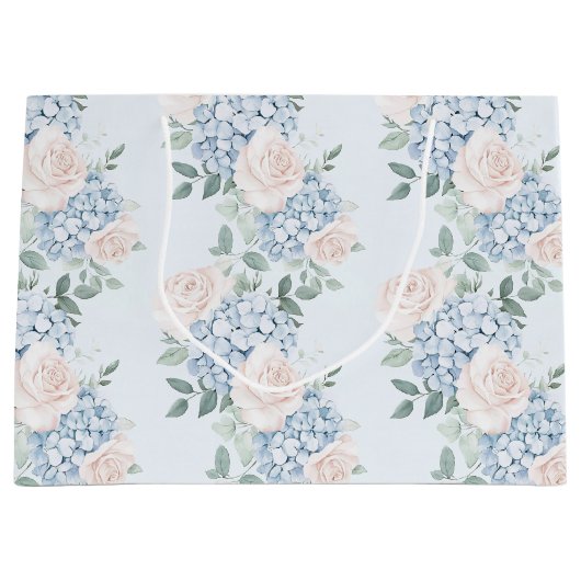 Romantische Roze Blauwe Bloemen Bruiloft Feest Groot Cadeauzakje (Voorkant)