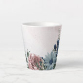 Romantische roze blauwe bloemen groen latte mok (Voorkant)