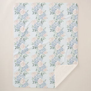 Romantische roze blauwe bloemen sherpa deken