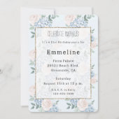 Romantische roze blauwe bloemen Verjaardag Kaart (Voorkant)