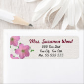 Romantische Roze Bloem Paarse Naam Witte Structuur Etiket (Insitu)