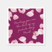 Romantische Roze Bloemblaadjes Liefdesbrief Servet (Voorkant)