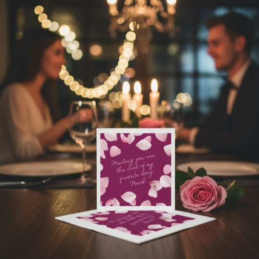 Romantische Roze Bloemblaadjes Liefdesbrief Servet