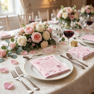 Romantische Roze Bloemblaadjes Liefdesbrief  Servet