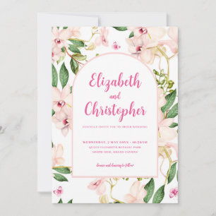 Romantische Roze Bloemen Botanische Bruiloft Kaart