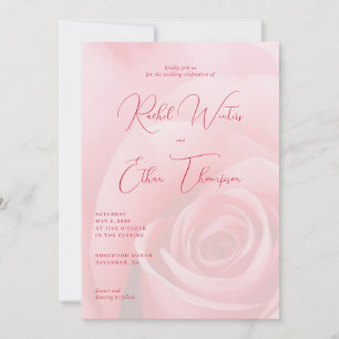 Romantische Roze Bloemen Bruiloft Uitnodiging