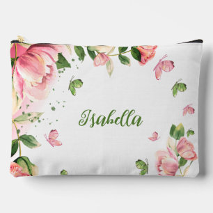 Romantische roze bloemen groen etui