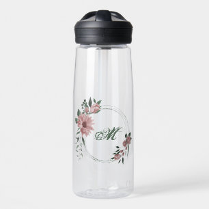 romantische roze bloemen groen waterfles