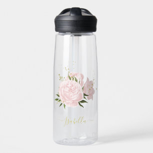Romantische roze bloemen groen waterfles