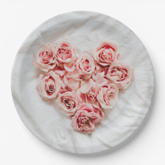 Romantische roze bloemen hart papieren borden bordje