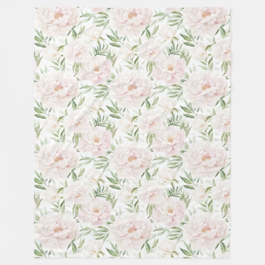 Romantische Roze Bloemen met Blos Fleece Deken (Voorkant)