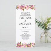 Romantische Roze Bloemen Randen Trouwflat Programma (Staand voorkant)