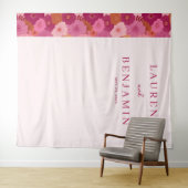 Romantische Roze Bloemen Wandkleed (In Situ (horizontaal))