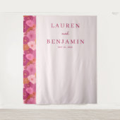 Romantische Roze Bloemen Wandkleed (Voorkant)