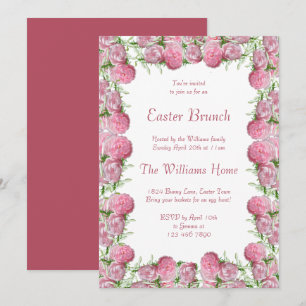 Romantische roze bloemencollectie Pasen brunch Kaart