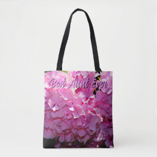Romantische roze bloemenelegante hortensia's draagtas