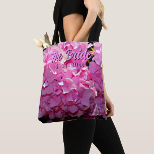 Romantische roze bloemige elegante hortensia's draagtas