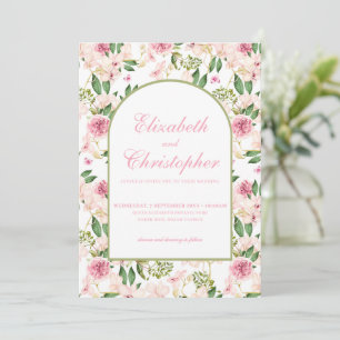Romantische Roze Bloemige Trouwdag Kaart