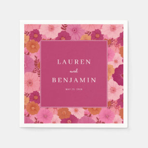 Romantische Roze Bloemige Vintage Servet