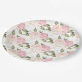 Romantische Roze Bloemige Waterverf Script Bruilof Papieren Bordje (Gekanteld)