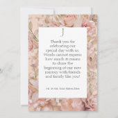 Romantische Roze Blush Bloemen Monogram Boog Bedankkaart (Achterkant)