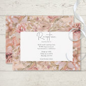 Romantische Roze Blush Bloemen Monogram Boog Recep Informatiekaartje