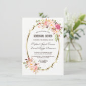 Romantische Roze Blush Bloemengoud Proefbruiloftsd Kaart (Staand voorkant)