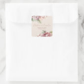 Romantische Roze & Blush Waterverf Hydrangea Bloem Vierkante Sticker (Tas)