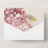 Romantische Roze & Blush Waterverf Hydrangea Flowe All In One Uitnodiging (Achterkant)