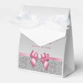 Romantische Roze Boog & Zilveren Glitter Bruiloft Bedankdoosjes (Voorkant Zijde)