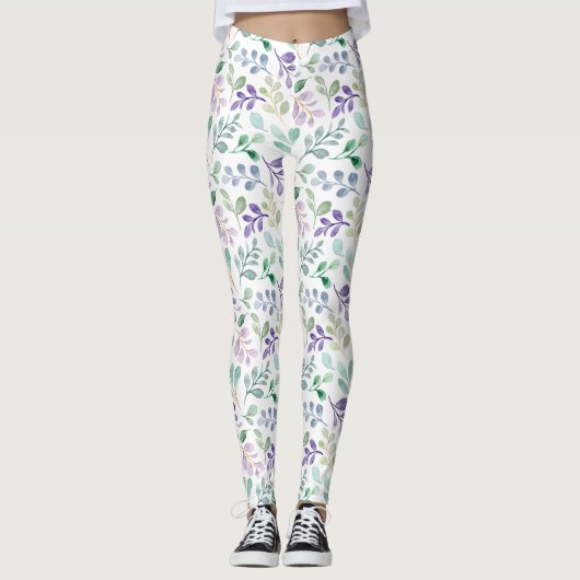 Romantische Roze botanische floral boho Leggings (Voorkant)