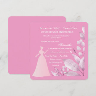 Romantische Roze Bruidsfeest Uitnodiging – Elegant