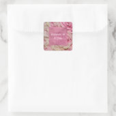 Romantische roze crème Rozen bruiloft Vierkante Sticker (Tas)