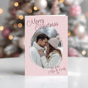 Romantische Roze Doodle Foto Vrolijk Kerstmis Gevo Feestdagen Kaart